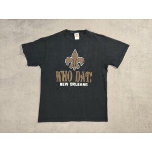 New Orleans Saints Shirt Adult Mens Medium Black Who Dat Football NFL Sports